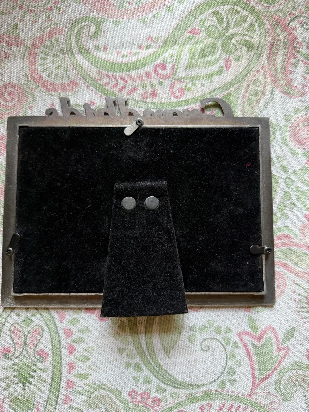 Vintage Grandkids Ornate Pewter Metal Photo Frame With Velvet Backing
